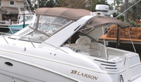 Larson® Cabrio 330 Ameritex Bimini-Side-Curtains-OEM-T6™ Pair Factory Bimini SIDE CURTAINS (Port and Starboard sides) with Eisenglass windows zips to sides of OEM Bimini-Top (Not included, sold separately), OEM (Original Equipment Manufacturer)