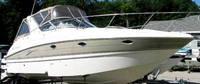 Photo of Larson Cabrio 330, 2008: Bimini Top, Bimini Connector, Side Curtains, Camper Top, Camper Side and Aft Curtain, viewed from Starboard Front 
