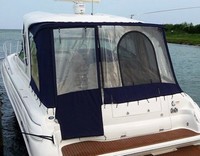 Photo of Larson Cabrio 370 Day Cruiser, 2008: Hard-Top, Camper Top, Camper Side and Aft Curtains, viewed from Port Rear 