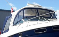 Photo of Larson Cabrio 370 Day Cruiser, 2008: Hard-Top, Front Connector, Side Curtains, Camper Top, Camper Side Curtains, viewed from Starboard Front 