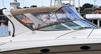 Photo of Larson Cabrio 370 Mid Cabin, 2009: Bimini Top, Front Connector, Side Curtains, viewed from Starboard Side 