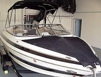 Photo of Larson LXi 208, 2005: Bimini Top, Bow Cover, viewed from Starboard Front 