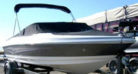 Photo of Larson SEI 180 Sport, 2008: Bimini Top in Boot, Bow Cover Cockpit Cover, viewed from Starboard Front 