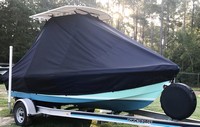 Photo of Mako 171CC 19xx T-Top Boat-Cover, viewed from Starboard Front 