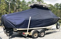 Mako® 232CC T-Top-Boat-Cover-Sunbrella-1499™ Custom fit TTopCover(tm) (Sunbrella(r) 9.25oz./sq.yd. solution dyed acrylic fabric) attaches beneath factory installed T-Top or Hard-Top to cover entire boat and motor(s)