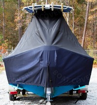 Mako® 252CC T-Top-Boat-Cover-Sunbrella-1849™ Custom fit TTopCover(tm) (Sunbrella(r) 9.25oz./sq.yd. solution dyed acrylic fabric) attaches beneath factory installed T-Top or Hard-Top to cover entire boat and motor(s)