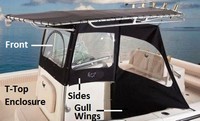 T-Top-Enclosure-Front-OEM-T9™Factory T-Top FRONT CURTAIN with Eisenglass window (also called Spray-Shield or Windscreen) (T-Top Enclosure Sides NOT included), OEM (Original Equipment Manufacturer)