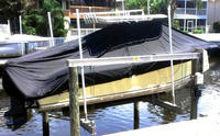 McKee Craft® Freedom 24 T-Top-Boat-Cover-Elite-1299™ Custom fit TTopCover(tm) (Elite(r) Top Notch(tm) 9oz./sq.yd. fabric) attaches beneath factory installed T-Top or Hard-Top to cover boat and motors
