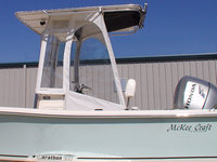McKee Craft® Marathon 196CC Factory OEM T-Top, White Sunbrella® Spray-SHield, Gull-Wings & Gear-Net