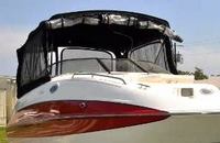 Photo of Monterey 240 Explorer Sport, 2002: Bimini Top, Front Visor, Side Curtains, Aft Curtain, viewed from Starboard Front 