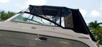 Photo of Monterey 260 Sport Cruiser NO Arch, 2012: Bimini Top, Visor, Side Curtains, Aft Curtain, viewed from Port Side 