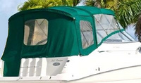Monterey® 262 Cruiser Camper-Top-Aft-Curtain-OEM-G1.5™ Factory Camper AFT CURTAIN with clear Eisenglass windows zips to back of OEM Camper Top and Side Curtains (not included) and connects to Transom, OEM (Original Equipment Manufacturer)