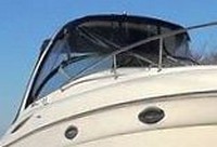 Photo of Monterey 265 Cruiser, 2003: Bimini Top, Front Connector, Side Curtains, Arch-Aft-Top and Curtains, viewed from Starboard Front 
