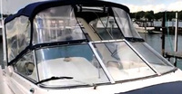 Photo of Monterey 276 Cruiser Arch, 1998: Bimini Top Valance, Front Visor, Side Curtains, viewed from Starboard Front 