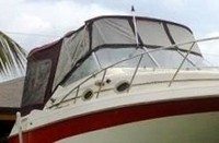 Photo of Monterey 276 Cruiser No Arch, 1997: Bimini Top, Front 3 Panel Visor, Side Curtains, Camper Top, Camper Side and Aft Curtains, viewed from Starboard Front 