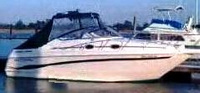 Photo of Monterey 276 Cruiser No Arch, 1998: Bimini Top, Visor, Side Curtains, Aft Curtains, viewed from Starboard Side 