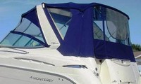 Monterey® 290 Cruiser Ameritex Camper-Top-Aft-Curtain-OEM-T1™ Factory Camper AFT CURTAIN with clear Eisenglass windows zips to back of OEM Camper Top and Side Curtains (not included) and connects to Transom, OEM (Original Equipment Manufacturer)