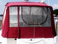 Monterey® 290 Cruiser Ameritex Camper-Top-Aft-Curtain-OEM-T1™ Factory Camper AFT CURTAIN with clear Eisenglass windows zips to back of OEM Camper Top and Side Curtains (not included) and connects to Transom, OEM (Original Equipment Manufacturer)