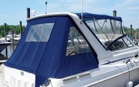 Monterey® 296 Cruiser Under Arch Camper-Top-Aft-Curtain-OEM-G1.2™ Factory Camper AFT CURTAIN with clear Eisenglass windows zips to back of OEM Camper Top and Side Curtains (not included) and connects to Transom, OEM (Original Equipment Manufacturer)