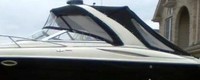 Photo of Monterey 298 Super Sport, 2004: Bimini Top, Front Connector, Side Curtains, Arch-Aft-Top, Arch Aft Curtain Black Sunbrella, viewed from Port Side 