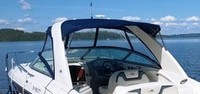 Monterey® 318 SC Super Sport Cuddy Bimini-Top-Canvas-Zippered-Seamark-OEM-T5™ Factory Bimini CANVAS (no frame) with Zippers for OEM front Connector and Curtains (not included), SeaMark(r) vinyl-lined Sunbrella(r) fabric, OEM (Original Equipment Manufacturer)