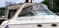 Photo of Monterey 322 Cruiser, 1999: Bimini Top, Connector, Side Curtains, Sunshade Top, Camper Top, Camper Side Curtains, viewed from Starboard Front 
