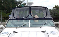 Monterey® 350 Sport Yacht Bimini-Connector-OEM-T8.5™ Factory Front BIMINI CONNECTOR Eisenglass Window Set (also called Windscreen, typically 3 front panels, but 1 or 2 on some boats) zips between Bimini-Top (not included) and Windshield. (NO Bimini-Top OR Side-Curtains, sold separately), OEM (Original Equipment Manufacturer)