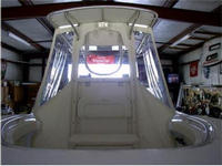 Photo of Palmetto Custom® 23 Adventure, 2004: OEM White Canvas T-Top, Spray-Shield & Gull-Wings, Front 