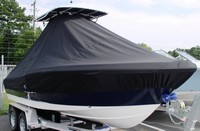 Pioneer® 197 Islander T-Top-Boat-Cover-Sunbrella-1099™ Custom fit TTopCover(tm) (Sunbrella(r) 9.25oz./sq.yd. solution dyed acrylic fabric) attaches beneath factory installed T-Top or Hard-Top to cover entire boat and motor(s)
