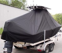 Photo of Pioneer® 	197 Sport Fish 20xx T-Top Boat-Cover, viewed from Starboard Rear 