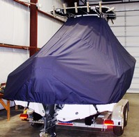 Photo of Pioneer® 	222 Sport Fish 20xx T-Top Boat-Cover, viewed from Starboard Rear 