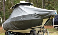 Photo of Pursuit 2470 20xx T-Top Boat-Cover, viewed from Starboard Front 