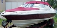 Photo of Regal 2100 LSR, 1997: Convertible Top Convertible Aft Curtain, Bow Cover Burgundy Sunbrella, viewed from Port Front 