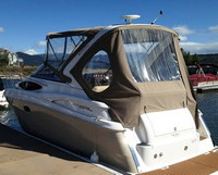 Photo of Regal 2860 Window Express, 2011: Bimini Top, Front Connector, Side Curtains, Arch Aft Curtain, viewed from Port Rear 