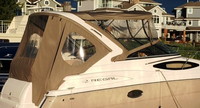 Photo of Regal 2860 Window Express, 2011: Bimini Top, Front Connector, Side Curtains, Arch Aft Curtain, viewed from Starboard Rear 
