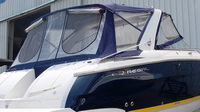 Photo of Regal 3350, 2006: Factory OEM Bimini Top, Front Connector, Side Curtains, Arch Connections, Camper Top, Camper Side Curtains, Camper Aft Curtain, viewed from Port Rear 