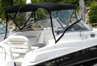 Photo of Regal Commodore 2765, 2004: Bimini Top, Front Connector, Side Curtains, viewed from Starboard Rear 