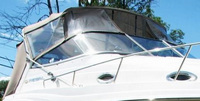 Photo of Regal Commodore 2860, 2005: Bimini Top, Front Visor set, Side Curtains, Camper Top, Camper Aft Curtain, viewed from Starboard Front 