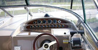 Regal® Commodore 322 Bimini-Visor-OEM-G2.7™ Factory Front VISOR Eisenglass Window Set (typ. 3 front panels, but 1 or 2 on some boats) zips between front of OEM Bimini-Top (not included) and Windshield (NO Side-Curtains, sold separately), OEM (Original Equipment Manufacturer)