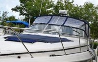Regal® Commodore 402 Bimini-Top-Canvas-Frame-Zippered-Seamark-OEM-G1™ Factory BIMINI-TOP CANVAS on FRAME with Zippers for OEM front Visor and Curtains (not included) with Mounting Hardware (no boot cover) (this Bimini-Top may have been SeaMark(r) vinyl-lined Sunbrella(r) prior to 2008 through 2018, now they are Sunbrella(r) to avoid mold issues), OEM (Original Equipment Manufacturer)
