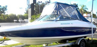 Photo of Rinker 192 Captiva, 2007: Bimini, Front Connector, Side Curtains, Aft Curtain, viewed from Port Front 