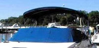 Photo of Rinker 242 Fiesta Vee, 1999: Bimini Top in Boot, Cockpit Cover, viewed from Port Front 