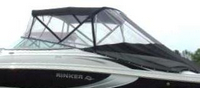 Rinker® 246 Captiva Bow Rider Bimini-Connector-Curtains-Set-OEM-T14™ Factory 4 item (6-8 piece) 4-sided enclosure replacement canvas set: Bimini Top canvas, front window Connector panel(s), Side Curtains (pair each) and Aft Curtain (No Frames or Boots), OEM (Original Equipment Manufacturer)