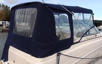 Rinker® 250 Fiesta Vee Camper-Top-Aft-Curtain-OEM-T0.5™ Factory Camper AFT CURTAIN with clear Eisenglass windows zips to back of OEM Camper Top and Side Curtains (not included) and connects to Transom, OEM (Original Equipment Manufacturer)