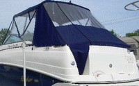 Photo of Rinker 250 Fiesta Vee, 2005: Factory OEM Bimini Top, Connector, Side Curtains, Aft Curtain, viewed from Port Rear 