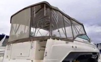 Rinker® 270 Fiesta Vee Camper-Top-Aft-Curtain-OEM-T1™ Factory Camper AFT CURTAIN with clear Eisenglass windows zips to back of OEM Camper Top and Side Curtains (not included) and connects to Transom, OEM (Original Equipment Manufacturer)