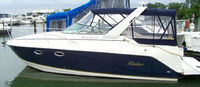 Photo of Rinker 270 Fiesta Vee, 2004: Bimini Connector, Side Curtains, Camper Top, Camper Side Curtains, Camper Aft Curtain, viewed from Port Side 