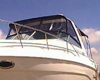 Photo of Rinker 290 Fiesta Vee, 2003: Factory OEM Bimini Top, Front Connector, Side Curtains, Camper Top, viewed from Port Front 