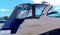 Photo of Rinker 310 Express Cruiser, 2014: Arch Hard-Top, Front Visor, Side Curtains, Camper Top, Camper Side and Aft Curtains, viewed from Starboard Rear 