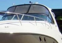 Photo of Rinker 310 Express Cruiser, 2014: Arch Hard-Top, Front Visor, Side Curtains, viewed from Port Front 